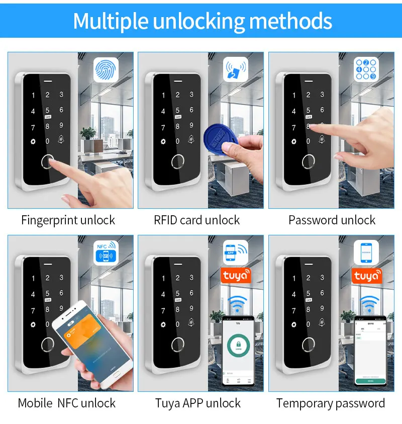 Garage Door Opener Motor Kit with Fingerprint Access Controller Bluetooth Tuya App NFC Lock Power Supply Control for Swing Gates