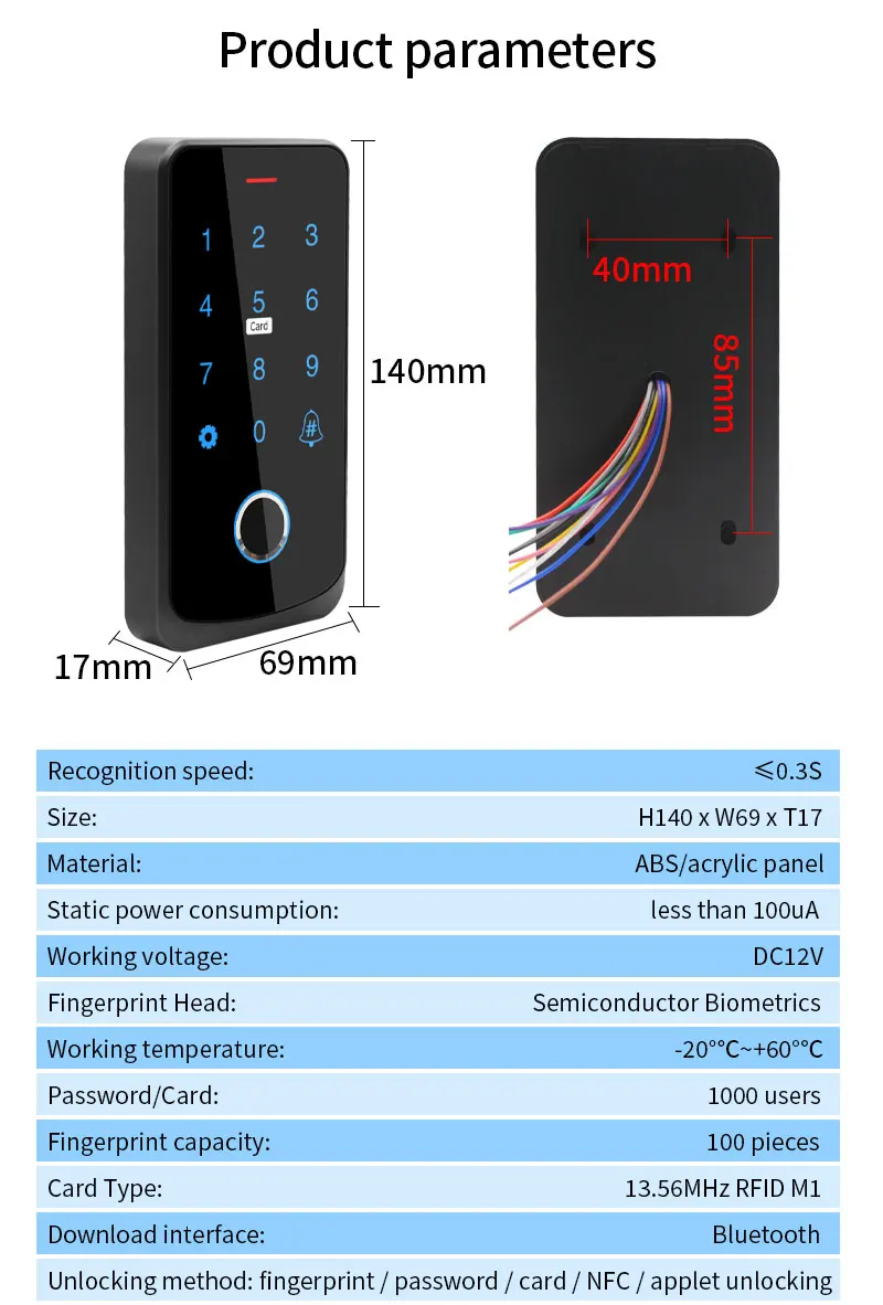 Garage Door Opener Motor Kit with Fingerprint Access Controller Bluetooth Tuya App NFC Lock Power Supply Control for Swing Gates