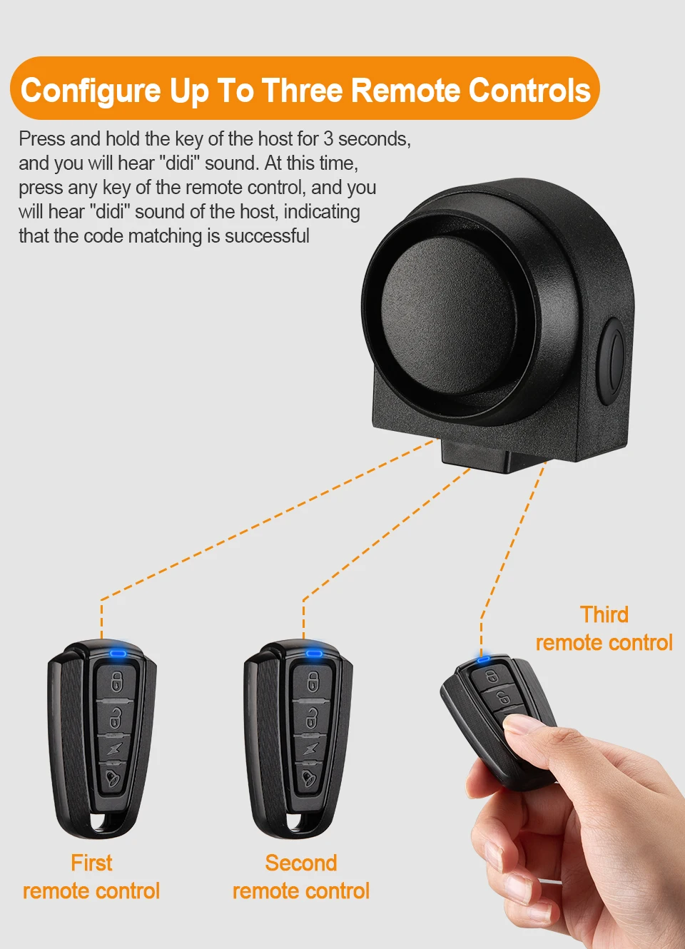 Hollarm Bicycle Vibration Alarm Wireless Motorcycle Alarm Anti-theft USB Rechargeable Remote Control Security System Waterproof