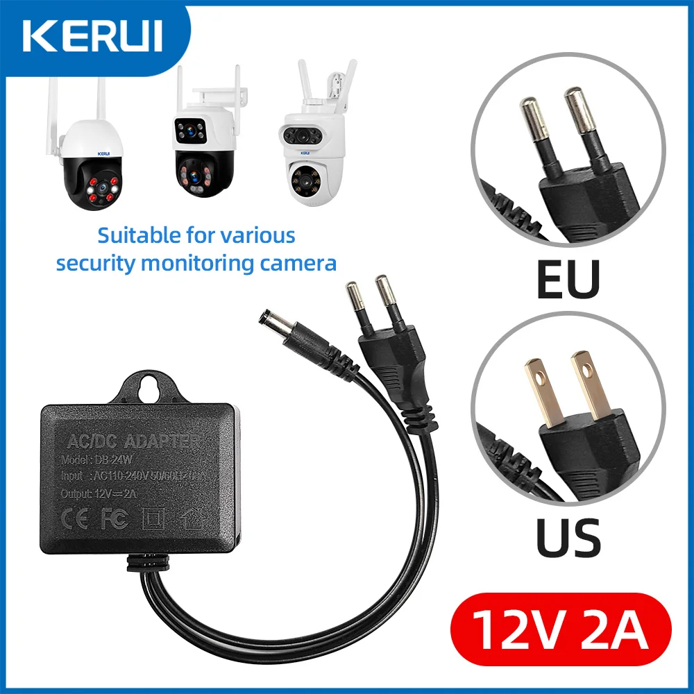 AC/DC 12V 2A CCTV Camera Power Adapter Waterproof Outdoor Power Supply EU US Plug Adapter CCTV Camera Charger