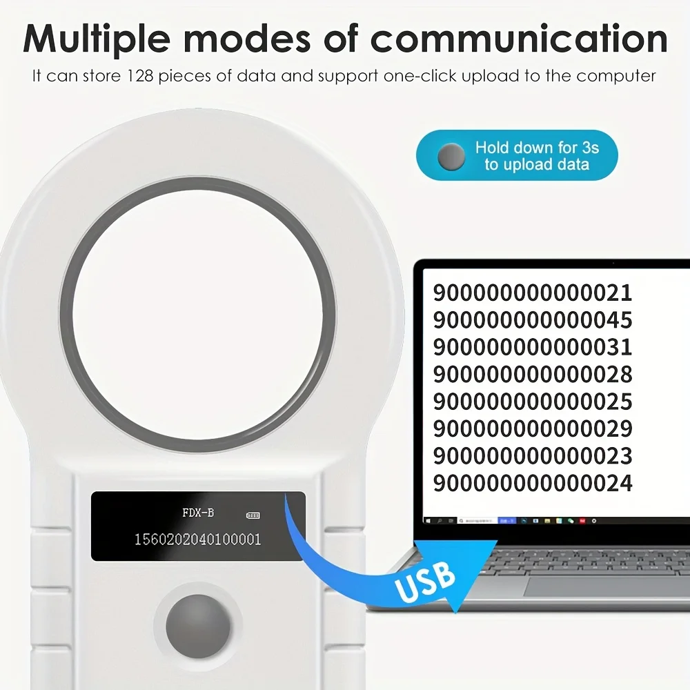 Bluetooth/USB Animal Tag Reader RFID Reader Ear Tag Reader Pet Chip Scanner Pet Microchip Reader for Dog Cat Cow Sheep
