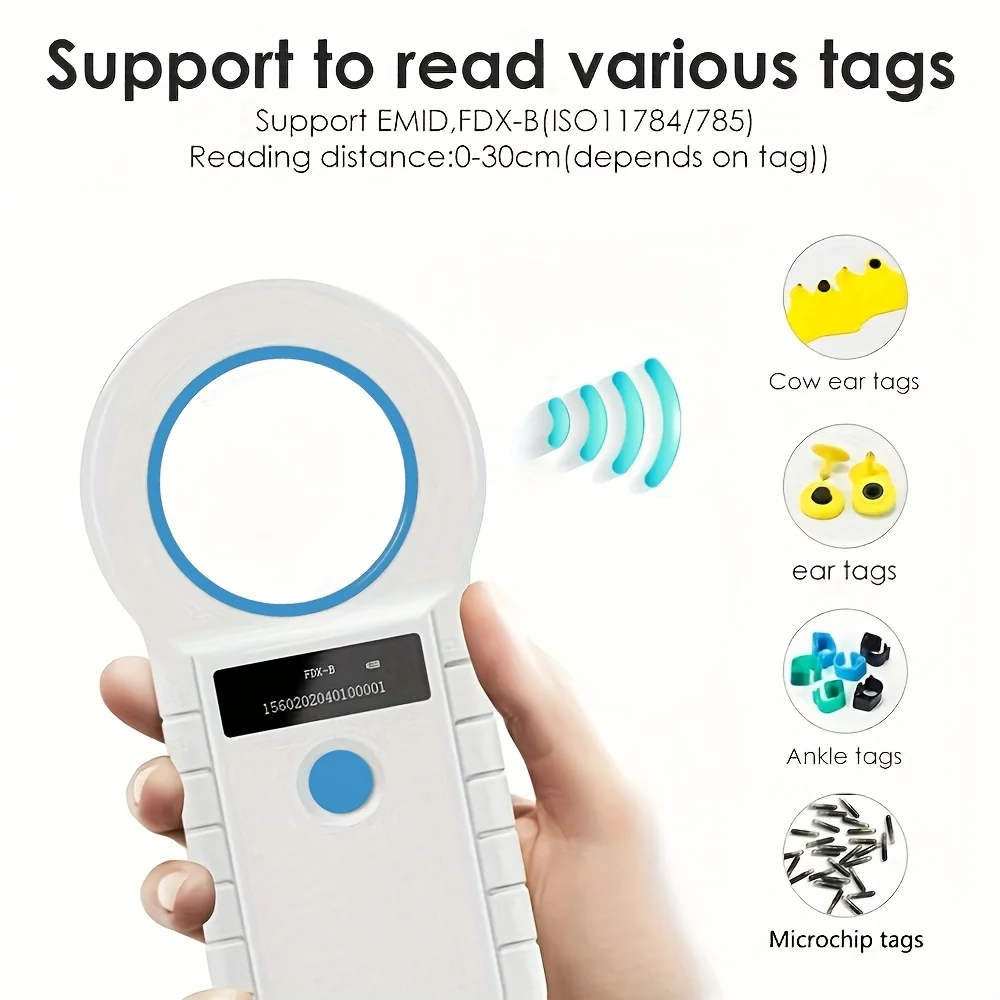 Bluetooth/USB Animal Tag Reader RFID Reader Ear Tag Reader Pet Chip Scanner Pet Microchip Reader for Dog Cat Cow Sheep