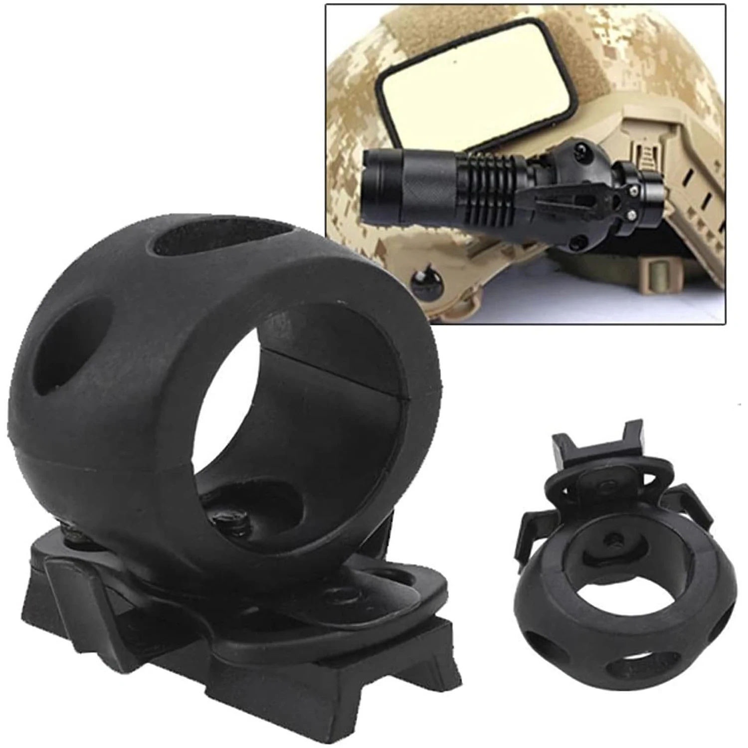 BOOIU Helmet Flashlight Holder Clip for Fast Tactical Helmet Mount Clamp Adapter 60 Degree Universal Rail Helmet Accessories