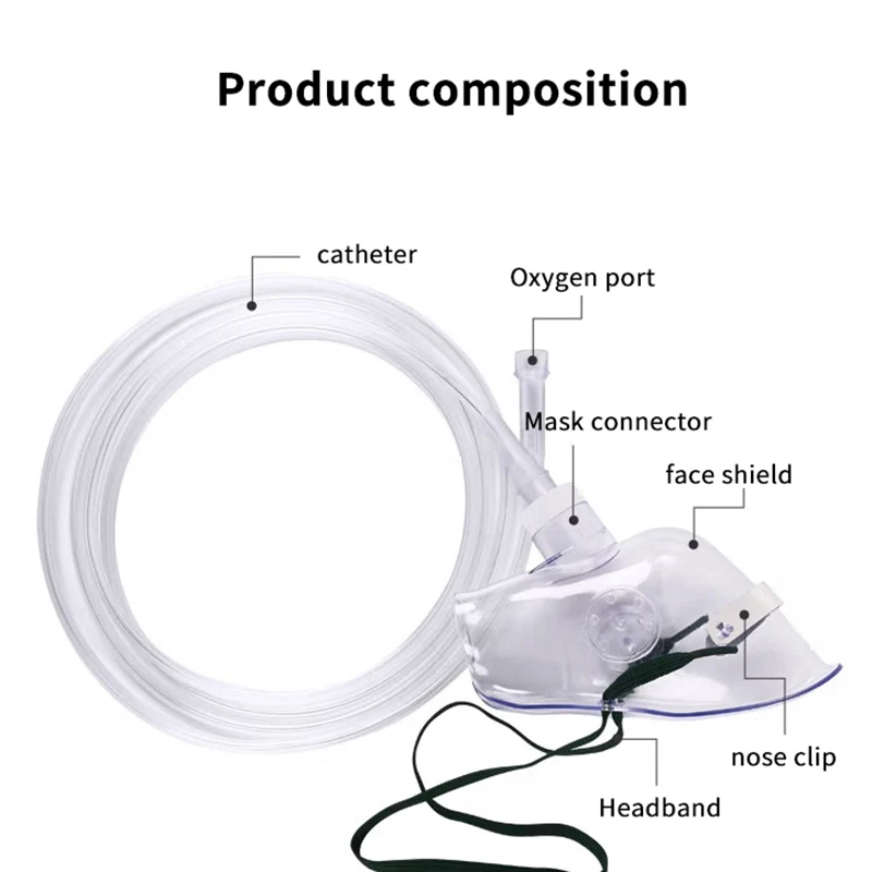 Adult Oxygen Mask With Tube Disposable Face Mask Shield Nebulizer Conduit Adult Oxygen Mask