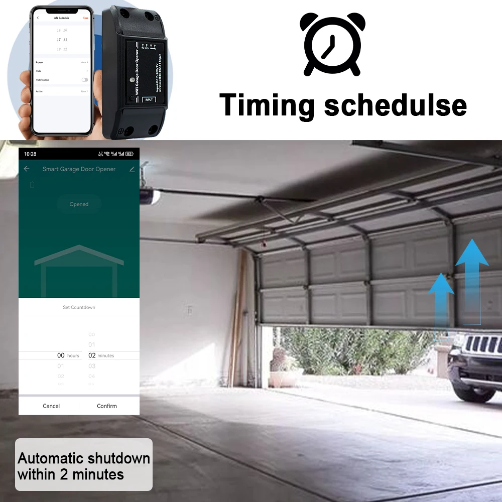 Tuya Wifi 433MHz Rolling Code Garage Door Opener AC DC 7-32V 85-250V Sliding Door Access Controller for Alexa Google Home