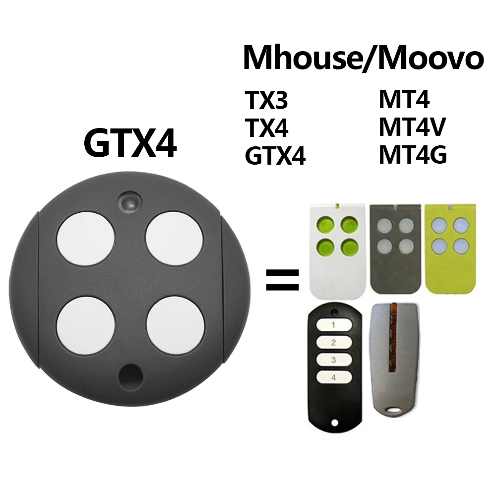 2PCS MHOUSE GTX4 Garage Remote Control For MHOUSE GTX4 TX3 TX4 GTX4C MT4 MT4V MT4G Gate Keyfob Transmitter 433.92MHz
