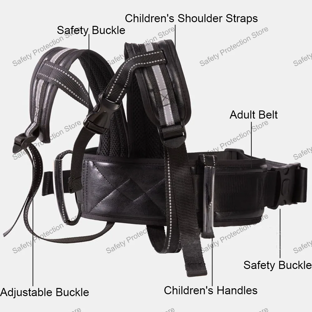 Kids Adjustable Safety Belt Child Motorcycle Cycling Safety Belt Reflective Front Back Duals-purpose Grab Handle Strap Harness