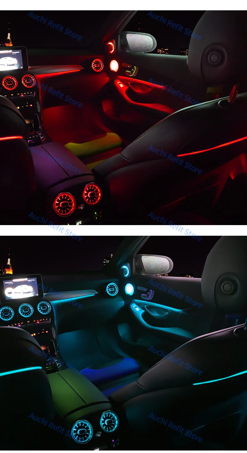 Ambient Light 3/12/64 Colours For Mercedes-Benz C/GLC Class Coupe W205 C43 C63 X253 LED Vents Speaker Decorative Light Retrofit