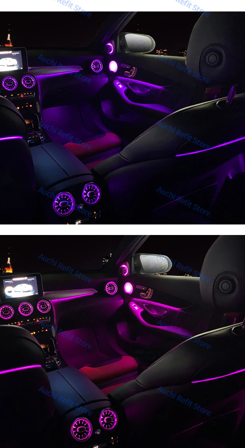 Ambient Light 3/12/64 Colours For Mercedes-Benz C/GLC Class Coupe W205 C43 C63 X253 LED Vents Speaker Decorative Light Retrofit