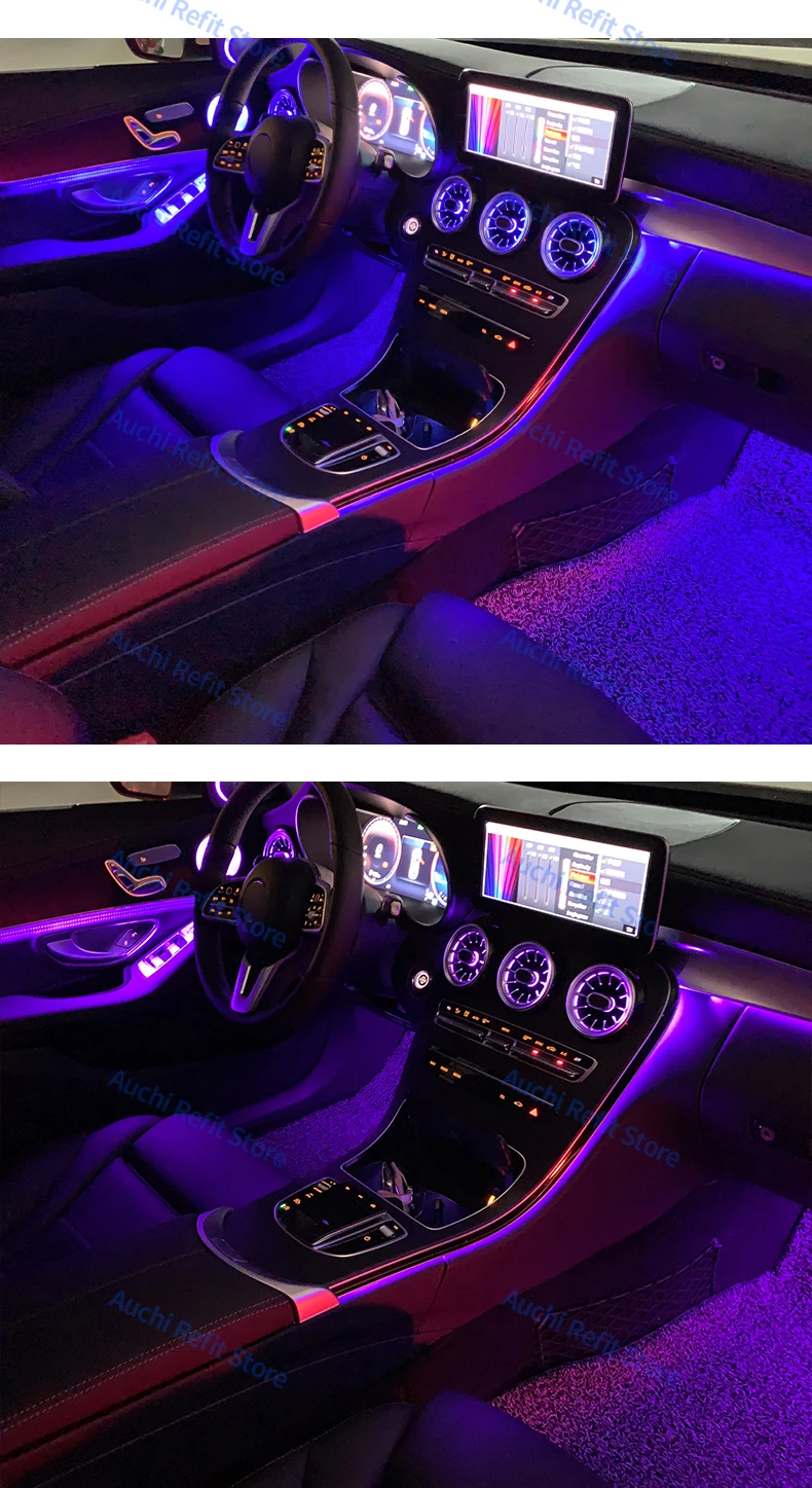 Ambient Light 3/12/64 Colours For Mercedes-Benz C/GLC Class Coupe W205 C43 C63 X253 LED Vents Speaker Decorative Light Retrofit
