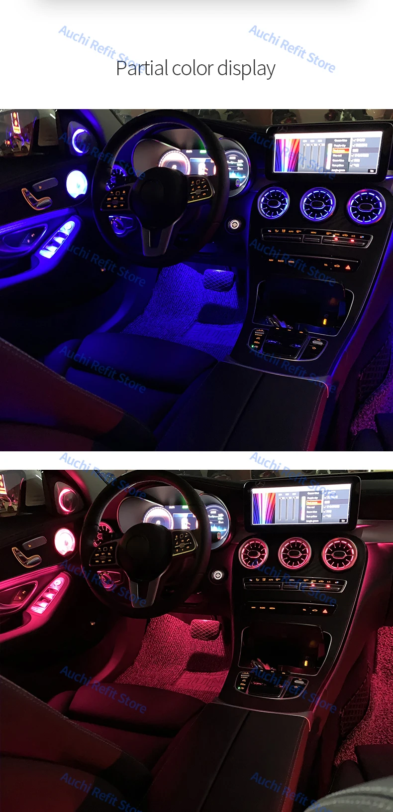 Ambient Light 3/12/64 Colours For Mercedes-Benz C/GLC Class Coupe W205 C43 C63 X253 LED Vents Speaker Decorative Light Retrofit