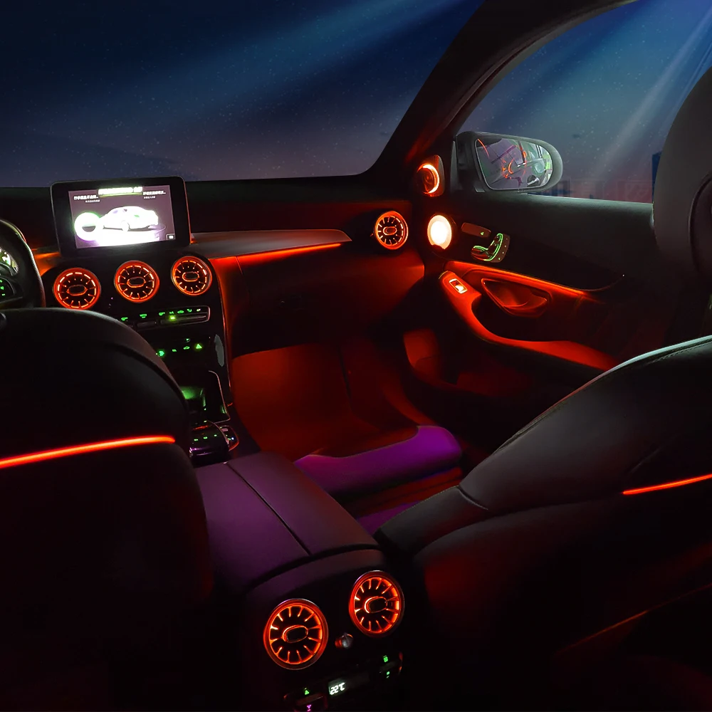 Ambient Light 3/12/64 Colours For Mercedes-Benz C/GLC Class Coupe W205 C43 C63 X253 LED Vents Speaker Decorative Light Retrofit