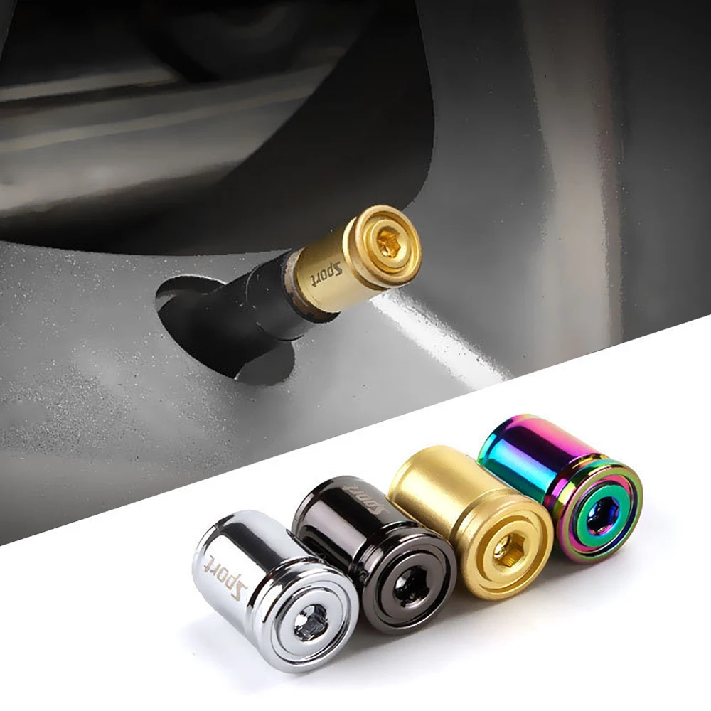 1Set Sport Tire Valve Stem Cap Zinc Alloy Anti-theft Tire Wheel Stem Air Valve Caps for Cars, SUVs, Bicycle, Trucks, Motorcycles