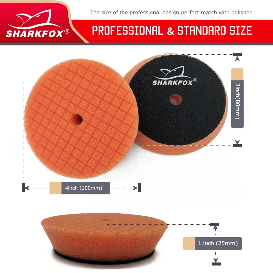 Sharkfox 3/5/6 inch (80mm/125mm/150mm) Car Sponge Polishing Discs Buffing Pads Kit For Car Polisher Buffer