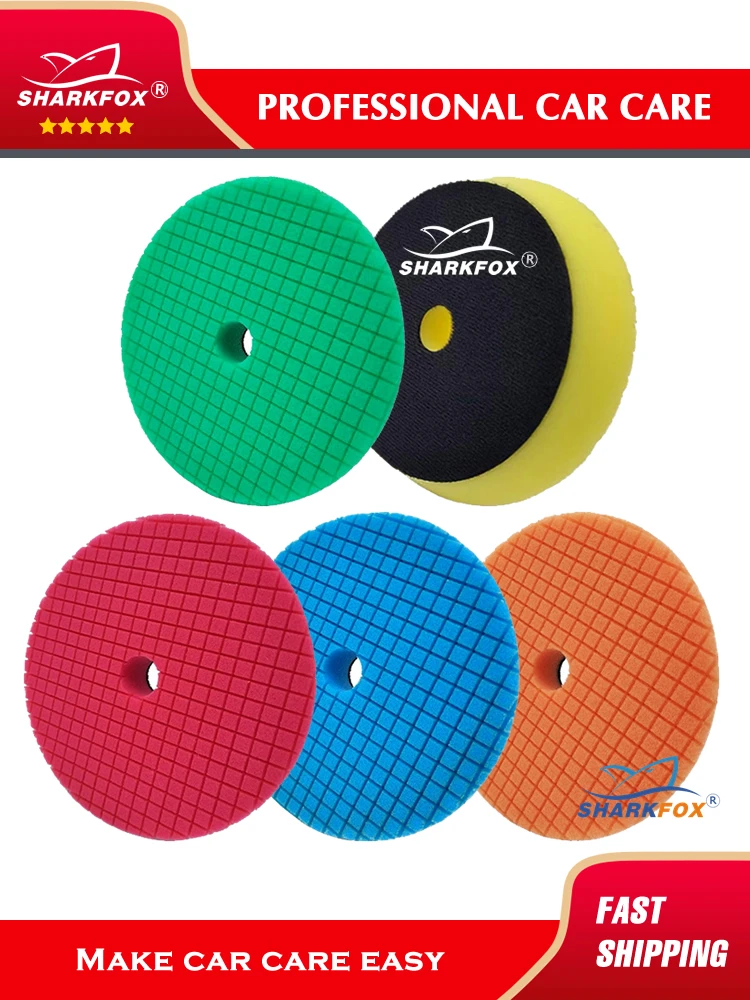 Sharkfox 3/5/6 inch (80mm/125mm/150mm) Car Sponge Polishing Discs Buffing Pads Kit For Car Polisher Buffer