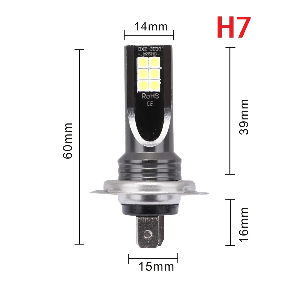 2Pcs H8 H11 HB4 9006 HB3 9005 Fog Lights Bulb 3030SMD 12000LM 6000K White Car Driving Running Lamp Auto Leds Light 12V 24V