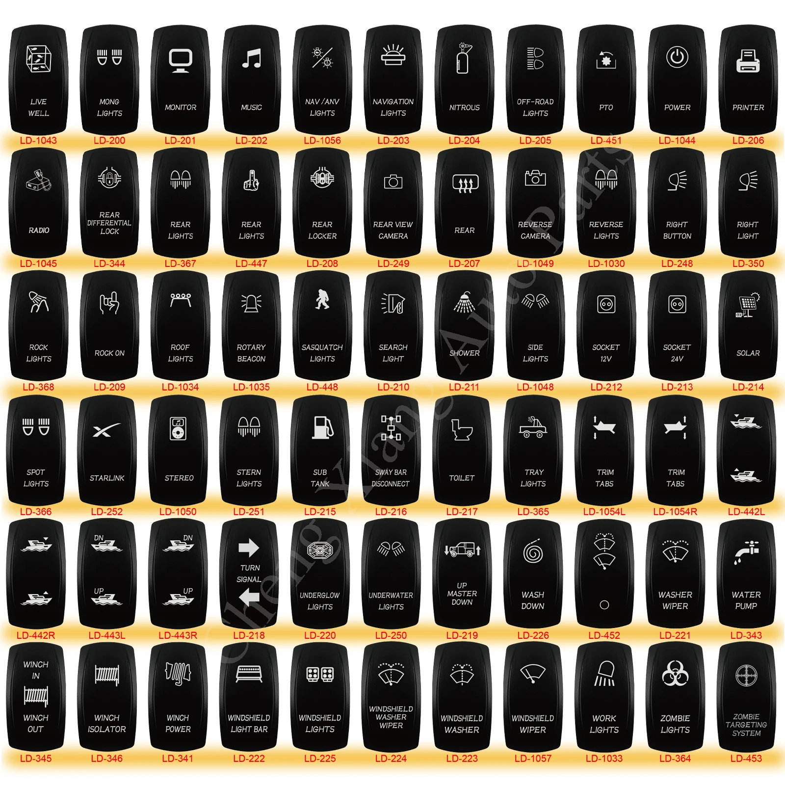 Marine 12V 24V White Led On Off Rocker Switch 5Pin SPST Momentary Switch DPDT ON OFF ON 3-Way for Car Boat Carling 4X4 Narva