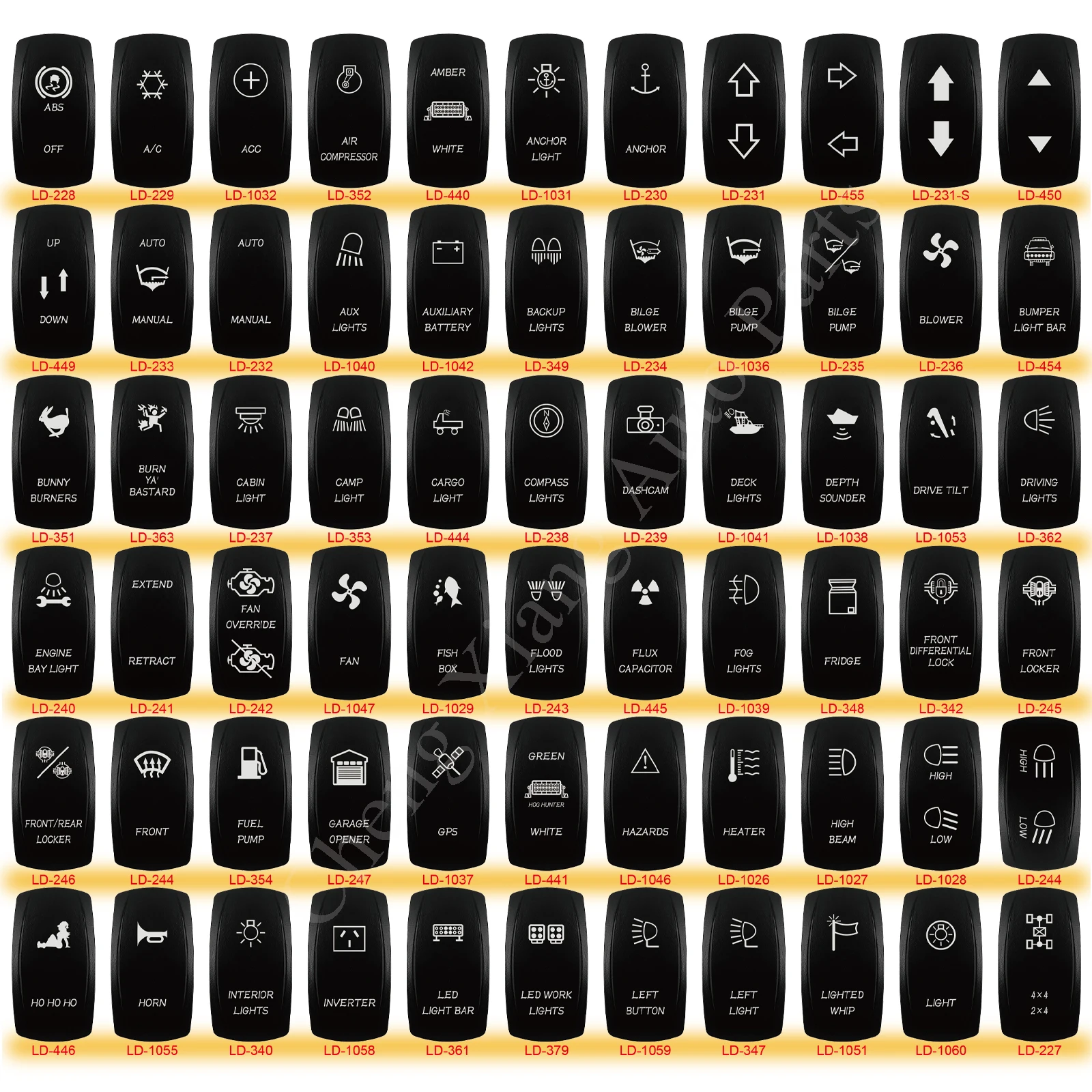 Marine 12V 24V White Led On Off Rocker Switch 5Pin SPST Momentary Switch DPDT ON OFF ON 3-Way for Car Boat Carling 4X4 Narva