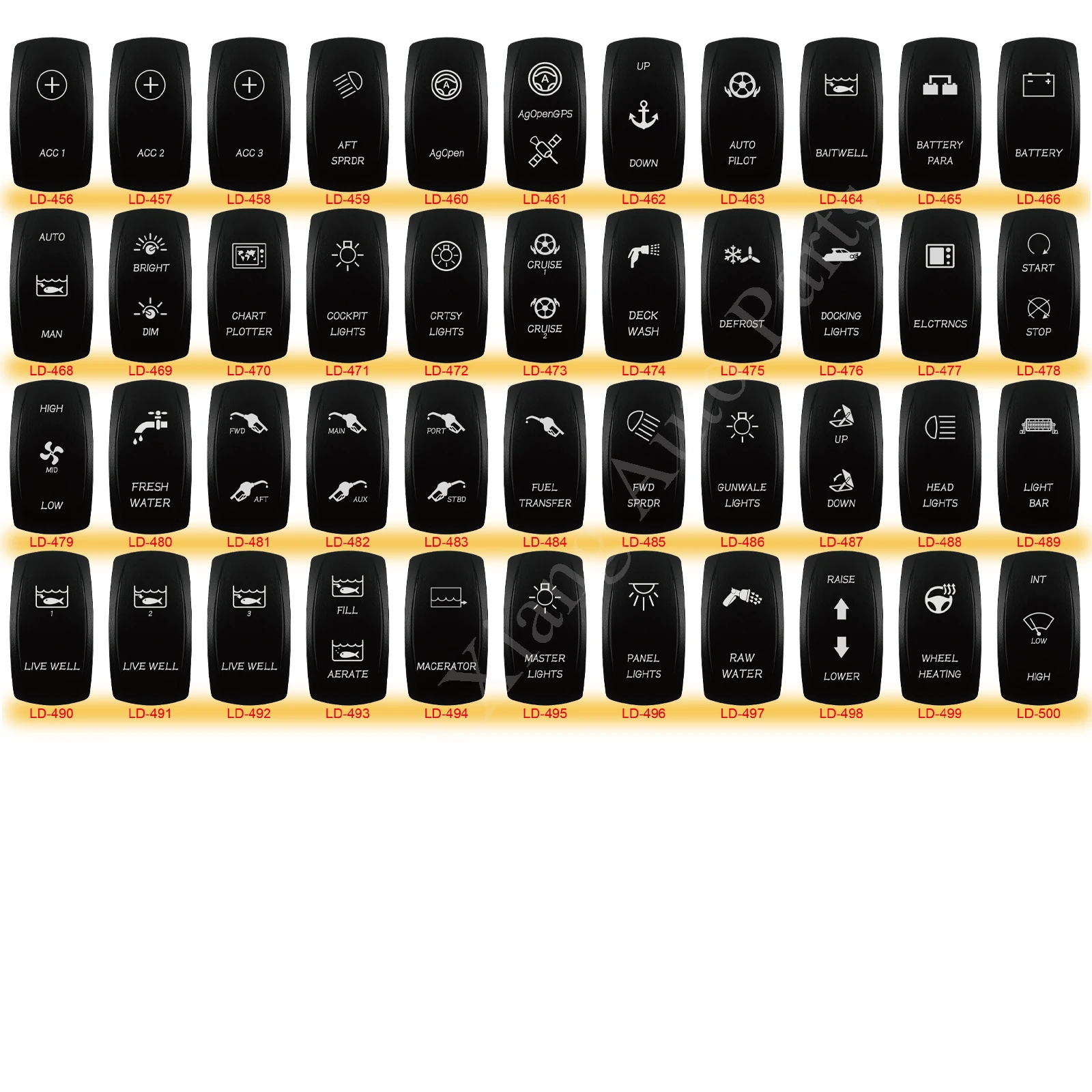 Marine 12V 24V White Led On Off Rocker Switch 5Pin SPST Momentary Switch DPDT ON OFF ON 3-Way for Car Boat Carling 4X4 Narva