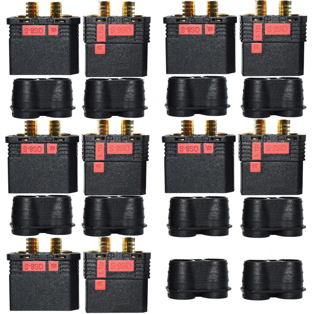 QS8 QS8-S Heavy Duty Battery Connector Anti-Spark Gold Connector Large Power Plug for RC Plant Protection Drone Car Model