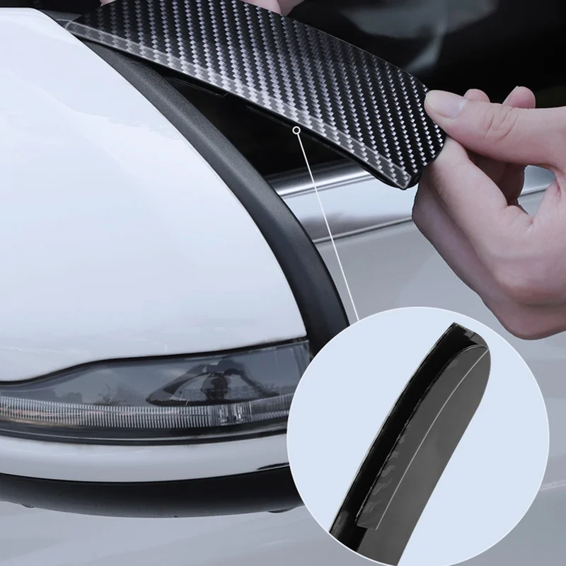 2Pcs Car Rearview Mirror Rain Cover Carbon Fiber Side Mirror Protector Waterproof Shield Rain Eyebrow Universal Auto Accessories