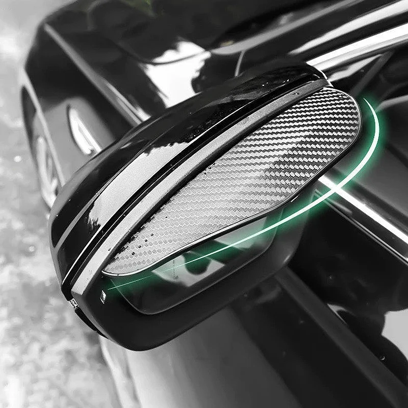 2Pcs Car Rearview Mirror Rain Cover Carbon Fiber Side Mirror Protector Waterproof Shield Rain Eyebrow Universal Auto Accessories