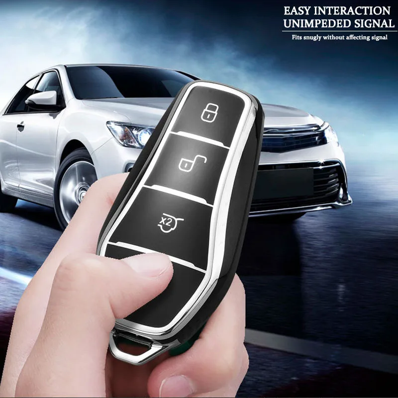 Fashion New Soft TPU Car Key Case Protect Cover 4 Button For BYD Qin Plusdmi Atto 3 Han EV Dolphin Durable Car Accessories