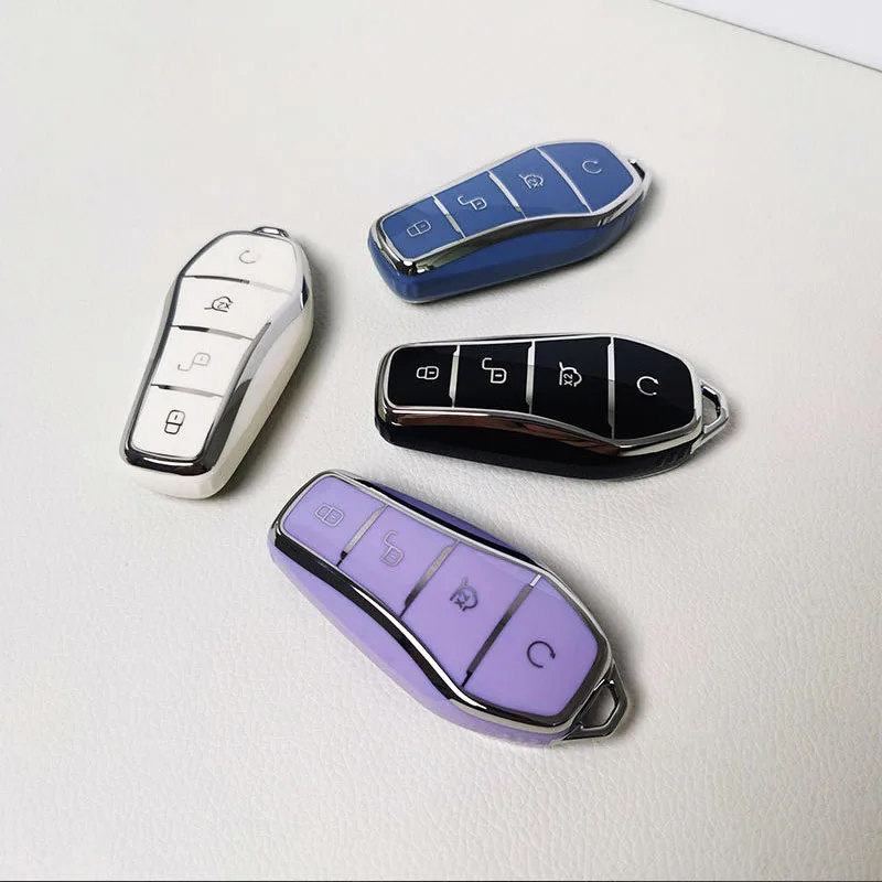 Fashion New Soft TPU Car Key Case Protect Cover 4 Button For BYD Qin Plusdmi Atto 3 Han EV Dolphin Durable Car Accessories