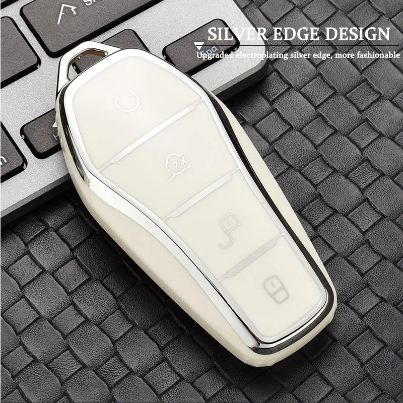 Fashion New Soft TPU Car Key Case Protect Cover 4 Button For BYD Qin Plusdmi Atto 3 Han EV Dolphin Durable Car Accessories