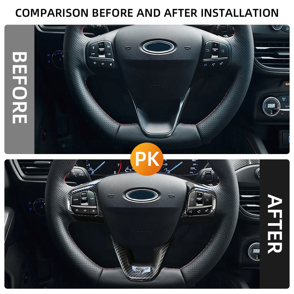 Steering Wheel Panel Cover for Ford Fiesta MK8 2017-2021 for Ford Focus MK4 2019-2023 ABS Car Steering Control Button Frame Trim