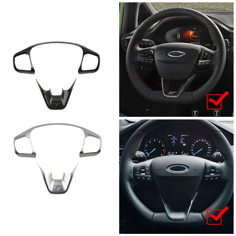 Steering Wheel Panel Cover for Ford Fiesta MK8 2017-2021 for Ford Focus MK4 2019-2023 ABS Car Steering Control Button Frame Trim