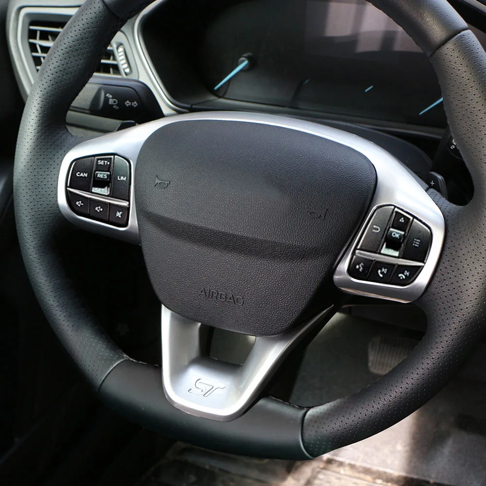 Steering Wheel Panel Cover for Ford Fiesta MK8 2017-2021 for Ford Focus MK4 2019-2023 ABS Car Steering Control Button Frame Trim