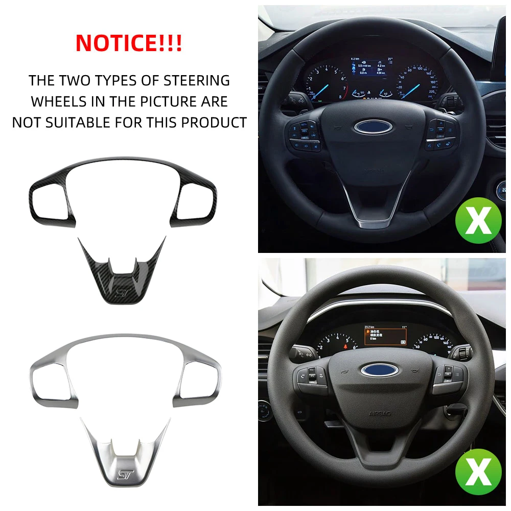 Steering Wheel Panel Cover for Ford Fiesta MK8 2017-2021 for Ford Focus MK4 2019-2023 ABS Car Steering Control Button Frame Trim