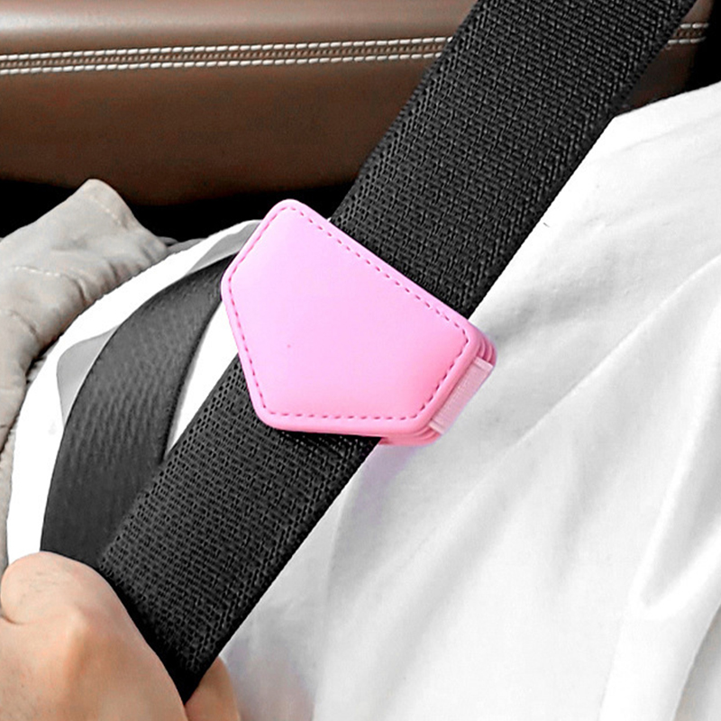 Colorful Car Seat Belt Clips Mini Magnetic Safety Belts Limiter Universal PU Leather Fixed Clip Car Accessories Interior 50x75mm