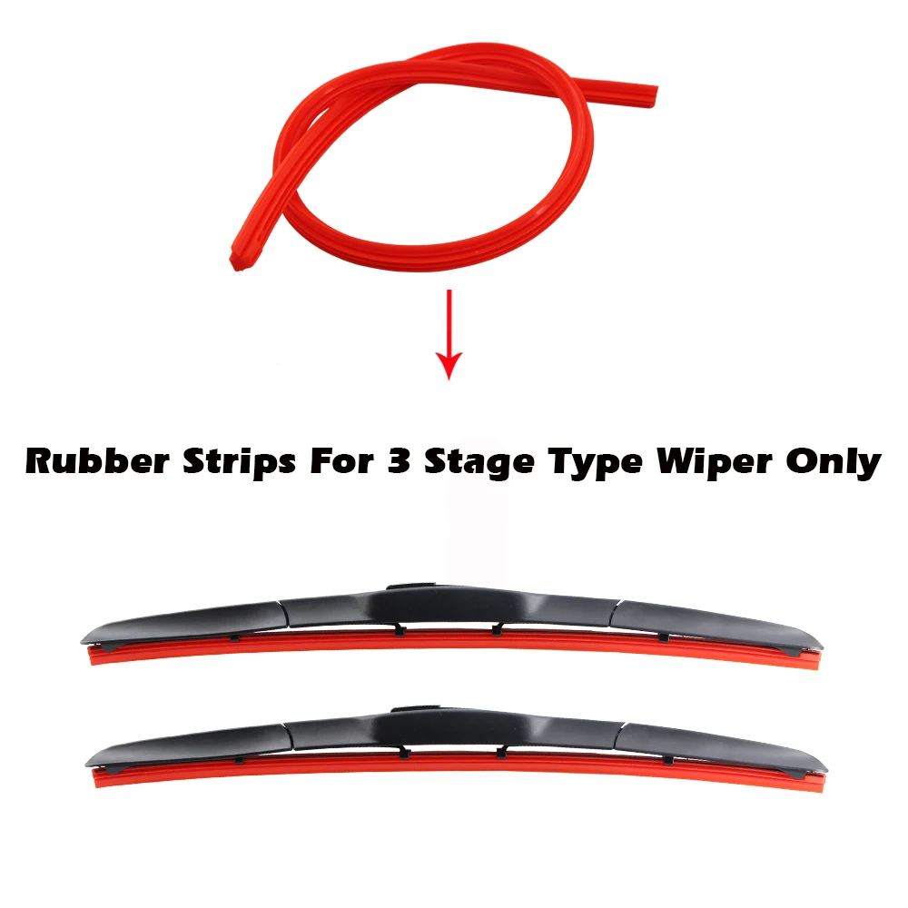 KAWOO 1PCS Car Silica Gel Silicon Refill Strip 8mm for Hybrid Type Wiper Blade 14"16"17"18"19"20"21"22"24"26"28" Accessories