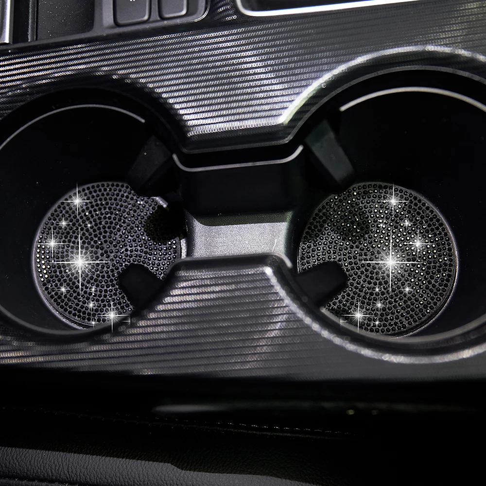 2pcs Imitation Diamond Fashion Car Cup Cushion Bling Car Cup Holder Coaster Anti-slip Popular and fashionable coasters