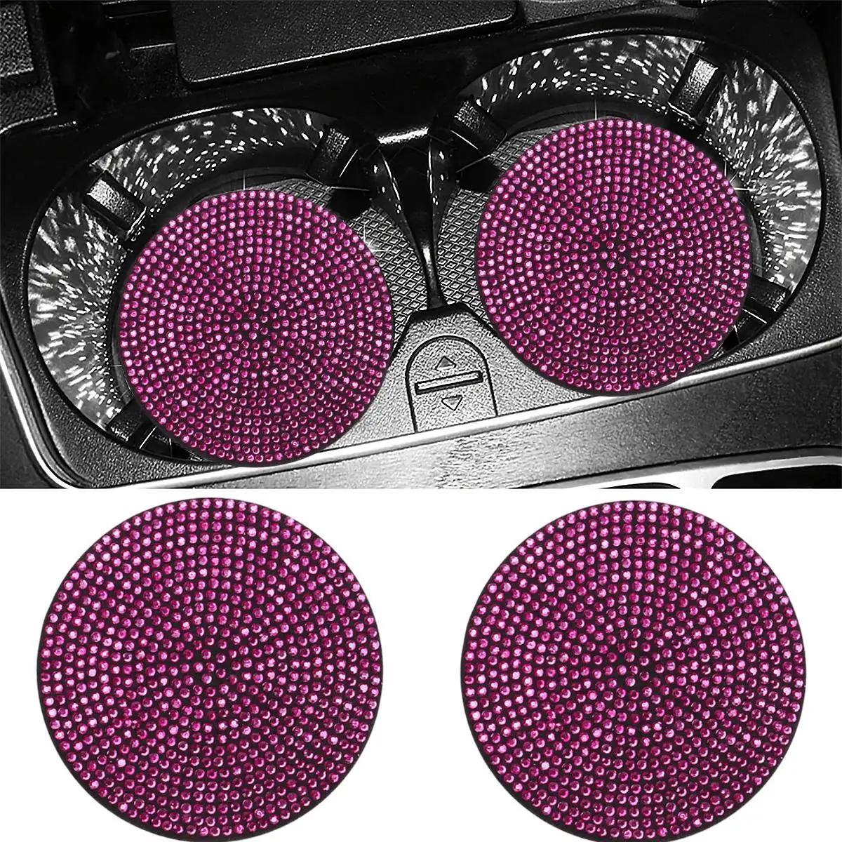2pcs Imitation Diamond Fashion Car Cup Cushion Bling Car Cup Holder Coaster Anti-slip Popular and fashionable coasters