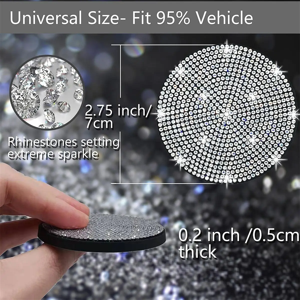 2pcs Imitation Diamond Fashion Car Cup Cushion Bling Car Cup Holder Coaster Anti-slip Popular and fashionable coasters