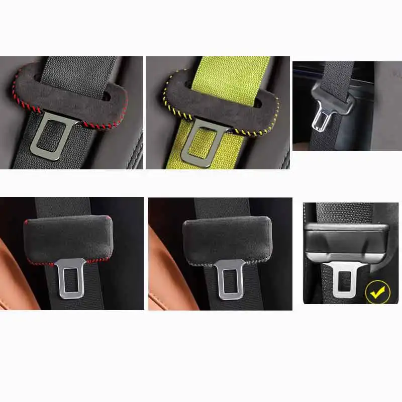 Universal Car Seat Belt Buckle Clip Protector Leather Interior Button Case Anti-Scratch Cover Safety Accessories