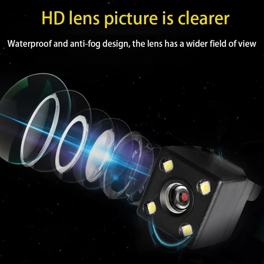 Car Mounted Camera Auto Backup Monitor 1080P Rear View HD Wide-Angle Night Vision Blind Spot Image Reverse CCD Waterproof Camera