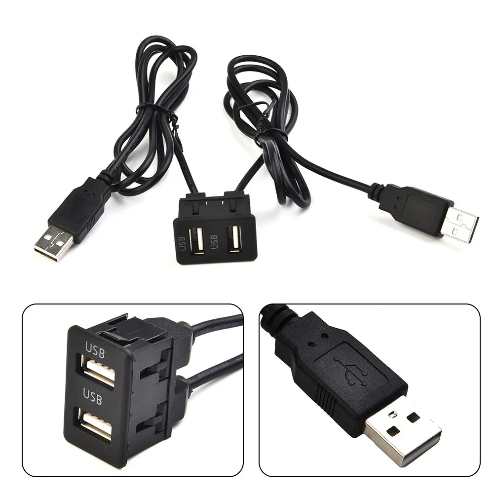 Universal Car Dash Flush Mount USB Port Panel Auto Boat 100cm Extension Cable Adapter For Toyota For Mitsubishi