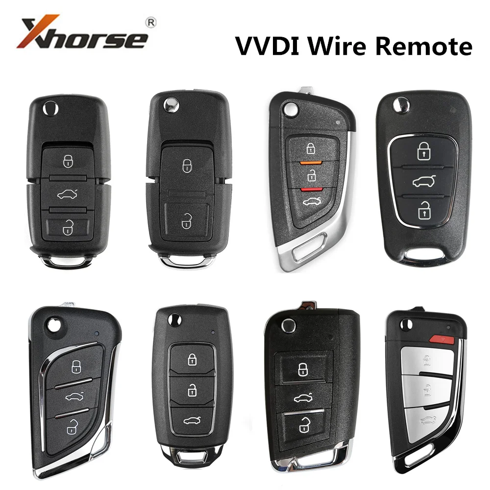 5Pcs Xhorse VVDI2 Wire Remote XKB501EN/XKB508EN/XKKF02EN For VVDI Key Tool Automotive Key Cloner Car Remote Programmer Max Pro