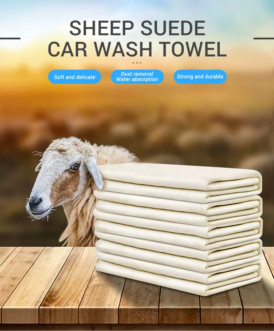 Natural Chamois Car Care Cleaning Cloth Genuine Sheepskin Wash Rag Suede Ultra Absorbent Quick Dry Towels for Car Wash Accessori