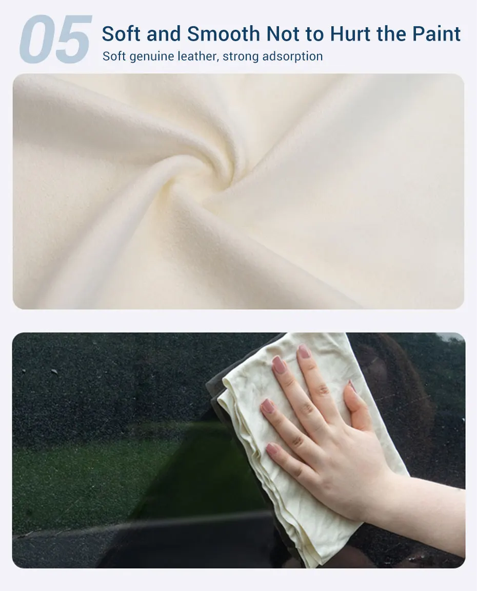 Natural Chamois Car Care Cleaning Cloth Genuine Sheepskin Wash Rag Suede Ultra Absorbent Quick Dry Towels for Car Wash Accessori