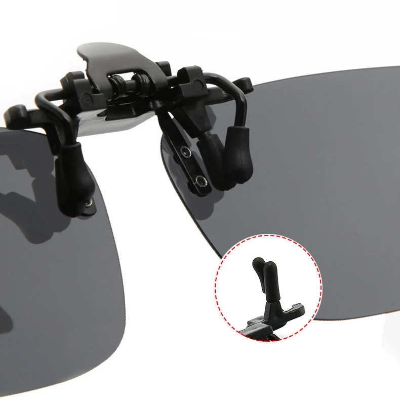Unisex Grey Lenses Polarized Sunglasses Clip on Flip Up Men Women UV 380 Driving Fishing Night Vision Glasses Clips Anti Glare