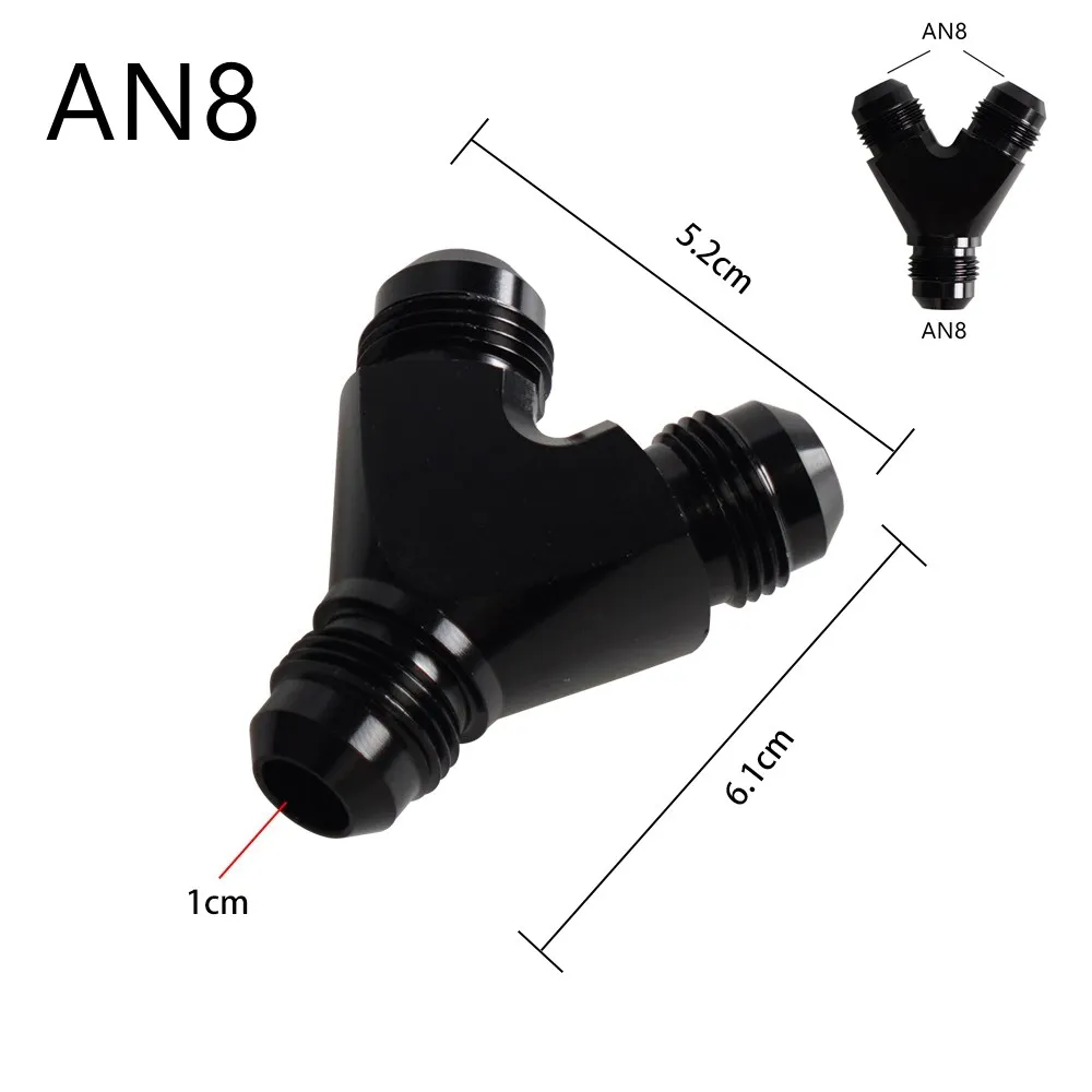 High Quality AN4 AN6 AN8 AN10 Y Adapter Block Male Thread Fuel Hose Fitting Adapters Tee Oil Pipe Joint Universal Aluminium