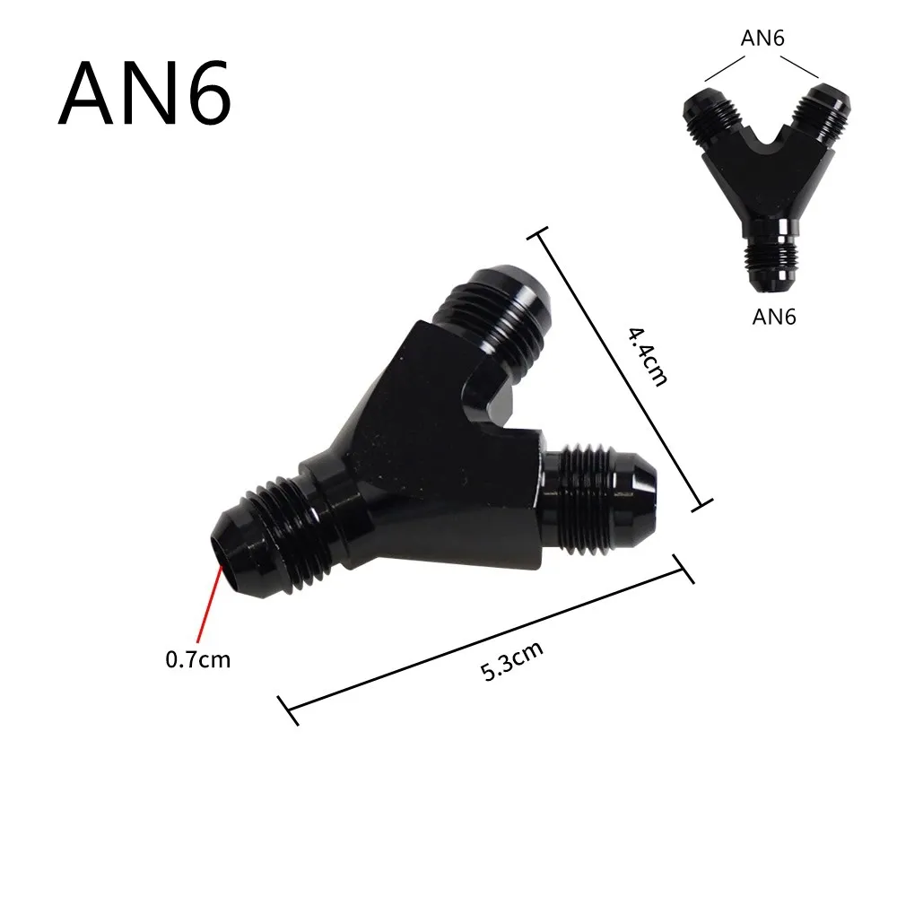 High Quality AN4 AN6 AN8 AN10 Y Adapter Block Male Thread Fuel Hose Fitting Adapters Tee Oil Pipe Joint Universal Aluminium