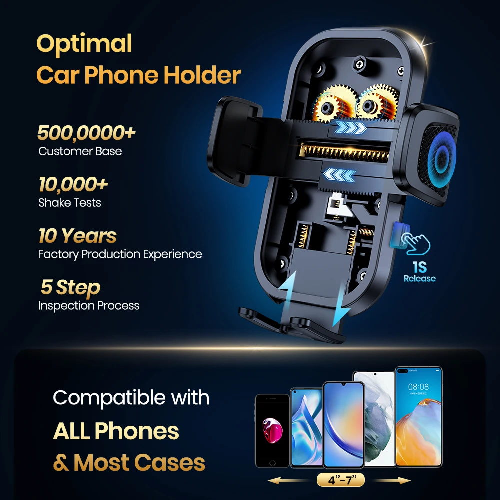 TOPK Metal Hook Car Phone Holder Air Vent Mount Stand for All Smartphones Upgraded Automobile Cell Phone Holder