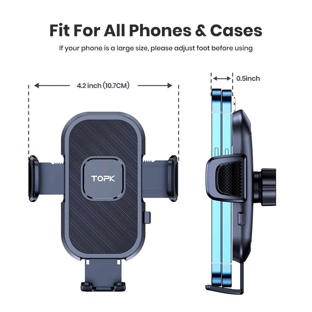 TOPK Metal Hook Car Phone Holder Air Vent Mount Stand for All Smartphones Upgraded Automobile Cell Phone Holder