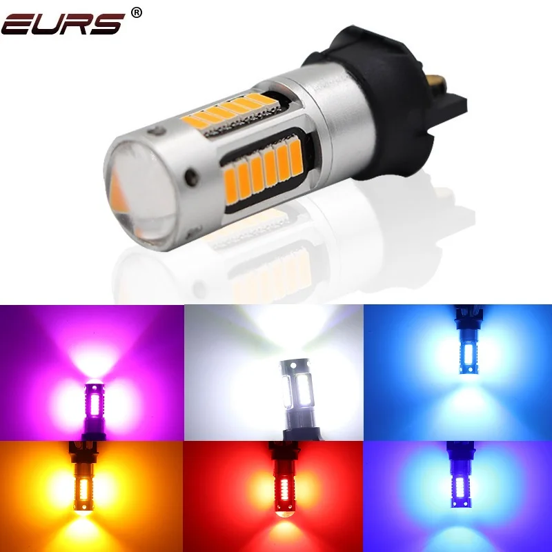 2pcs PW24W PWY24W Led Turn Signal Lamp 4014 30smd DRL Daytime Running Lights CANBUS Car LED Fog Lamp White Red Amber Blue